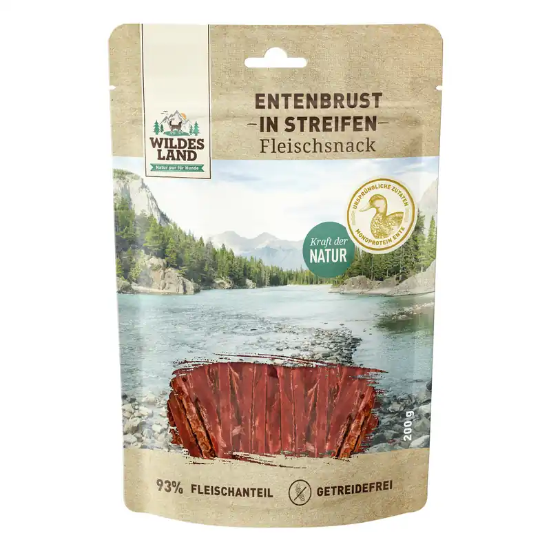 Preisreduziert WILDES LAND Snack Entenbrust Streifen 200 g